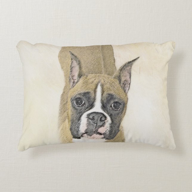 Boxer Painting - Cute Original Dog Art Decorative Cushion (Front)