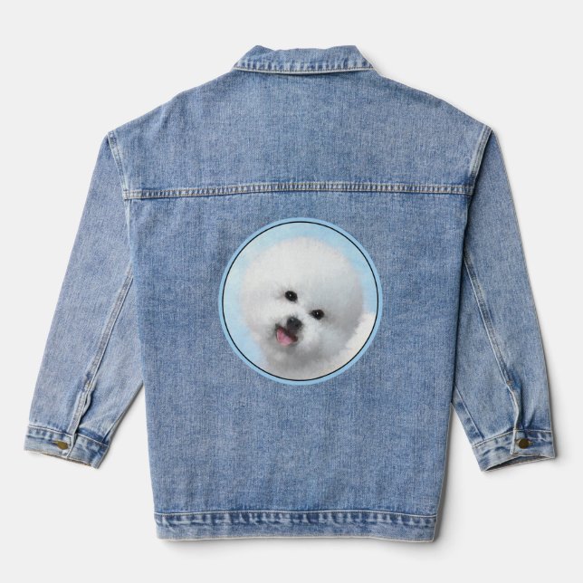 Boxer Painting - Cute Original Dog Art Denim Jacket (Back)