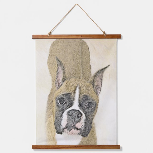 Boxer Painting - Cute Original Dog Art Hanging Tapestry (Front)
