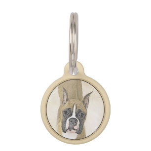 Boxer Painting - Cute Original Dog Art Pet Tag