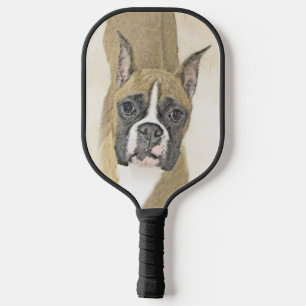 Boxer Painting - Cute Original Dog Art Pickleball Paddle