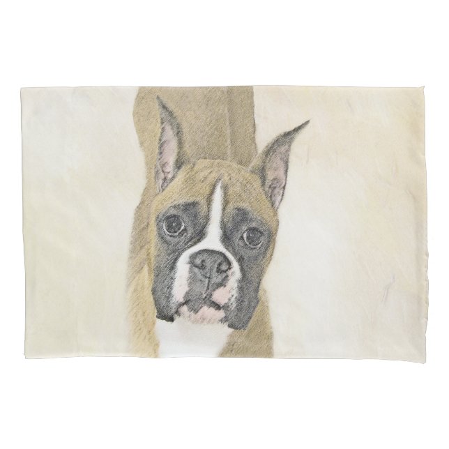 Boxer Painting - Cute Original Dog Art Pillowcase (Front)
