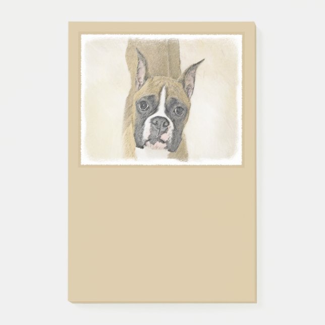 Boxer Painting - Cute Original Dog Art Post-it Notes (Front)