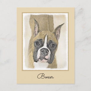 Boxer Painting - Cute Original Dog Art Postcard