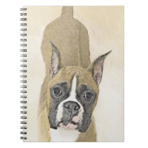 Boxer Painting - Cute Original Dog Art Spiral Notebook