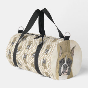 Boxer Painting Fawn Cropped Docked Cute Dog Art Duffle Bag