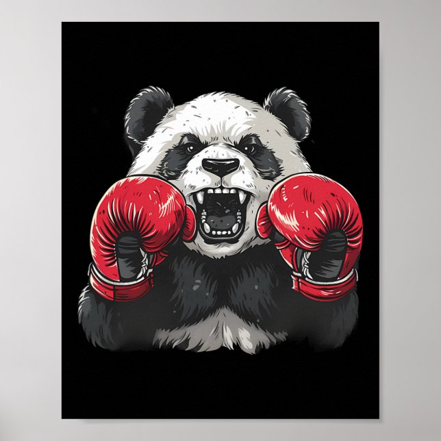 Boxer Panda With Boxing Gloves Kickboxing Funny Bo Poster (Front)