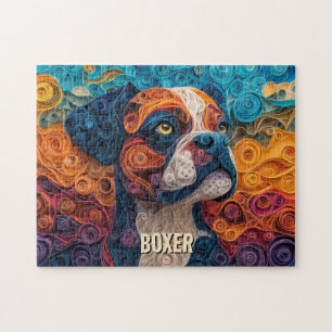 Boxer Paper Quilling Art Dog Portrait Jigsaw Puzzle