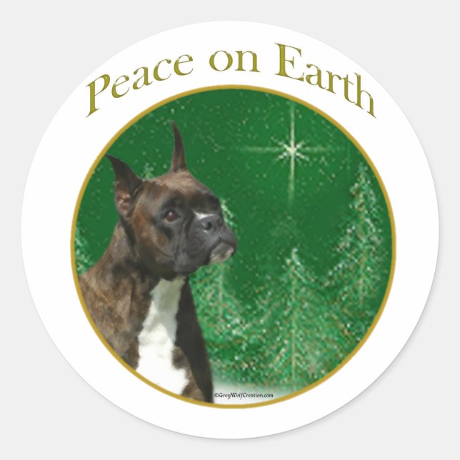Boxer Peace Classic Round Sticker (Front)