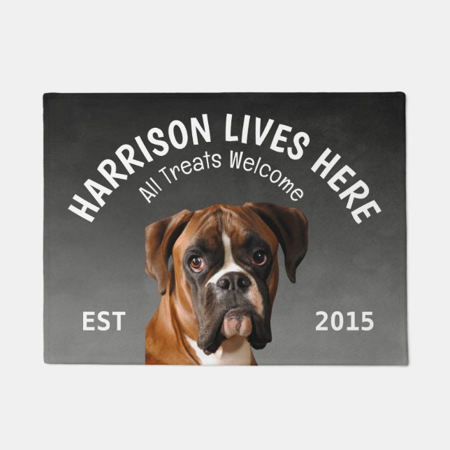 Boxer Personalised Dog Lover Doormat (Front)