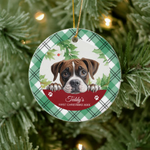 Boxer Personalised First Christmas Ceramic Tree Decoration