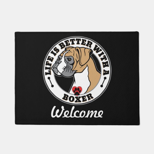 Boxer Personalised Life Is Better With A Boxer Doormat (Front)