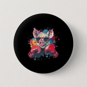 Boxer Pig With Boxing Gloves Kickboxing Funny Boxi 6 Cm Round Badge