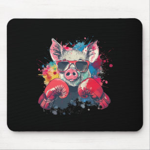 Boxer Pig With Boxing Gloves Kickboxing Funny Boxi Mouse Pad
