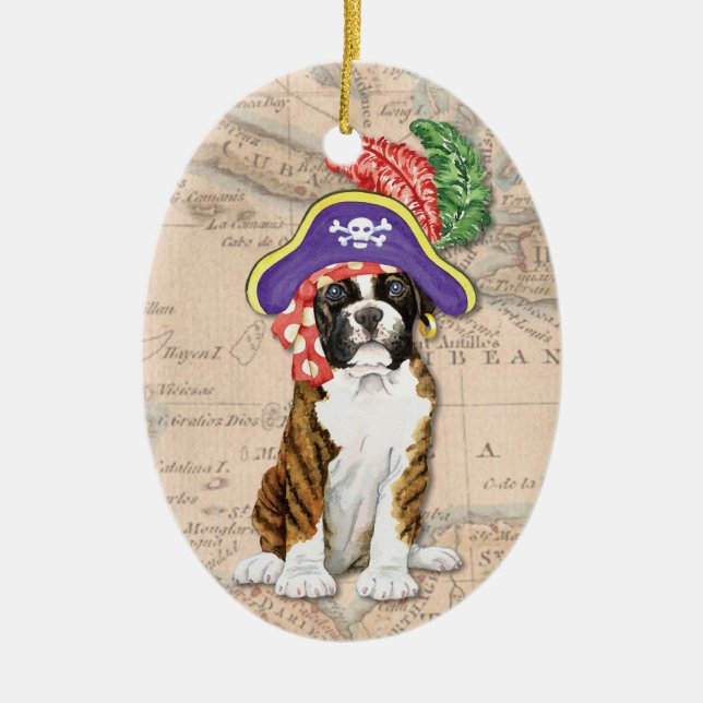 Boxer Pirate Ceramic Tree Decoration (Front)