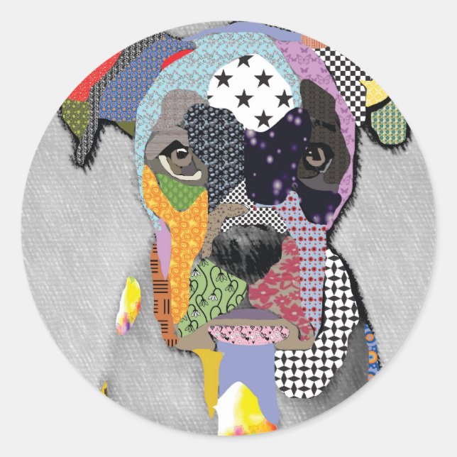 Boxer Portrait Classic Round Sticker (Front)