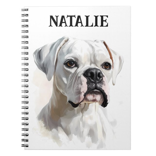 Boxer Portrait Personalised  Notebook (Front)