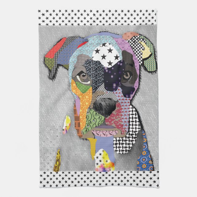 Boxer Portrait Tea Towel (Vertical)