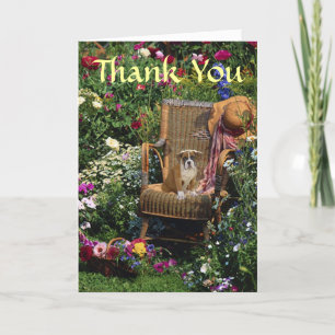 Boxer Pup Thank You Card In The Garden