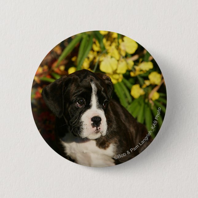 Boxer Puppies 6 Cm Round Badge (Front)