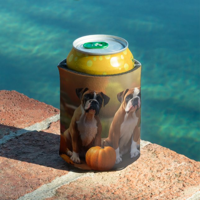Boxer Puppy Autumn Delight Pumpkin  Can Cooler (In Situ Pool)