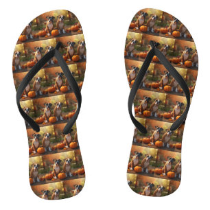 Boxer Puppy Autumn Delight Pumpkin Jandals