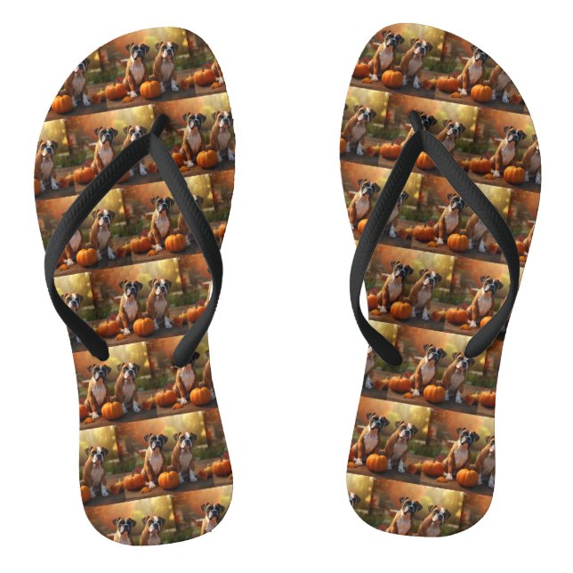 Boxer Puppy Autumn Delight Pumpkin  Jandals (Footbed)