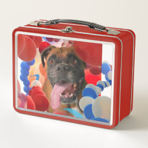 Boxer Puppy BOOM TIME IN BOXERVILLE USA Metal Lunch Box