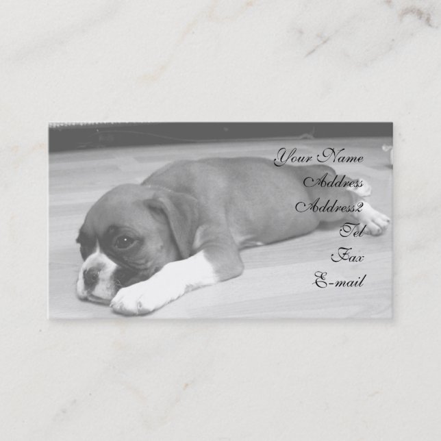 Boxer puppy business cards (Front)