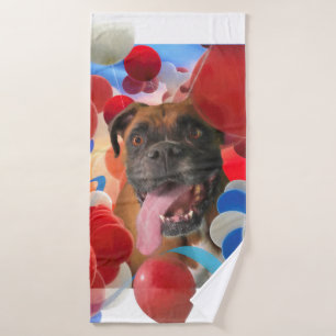 Boxer Puppy Dog BOOM TIME IN BOXERVILLE Bath Towel