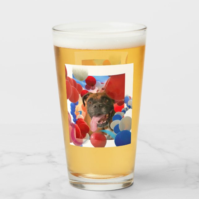 Boxer Puppy Dog BOOM TIME IN BOXERVILLE Glass (Back Filled)