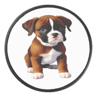 Boxer Puppy Dog Fawn Coloring Hockey Puck
