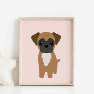 Boxer Puppy Dog Pink Nursery & Kids Decor Poster
