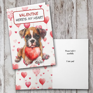 Boxer Puppy Hold My Heart Valentine Card