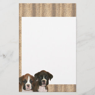 Boxer puppy leopard print stationary stationery