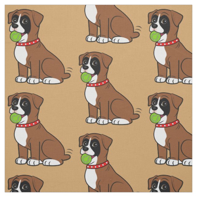 Boxer Puppy with Tennis Ball Fabric (Swatch)