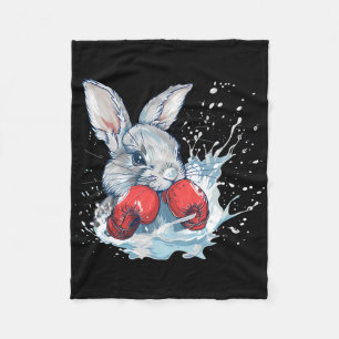 Boxer Rabbit With Boxing Gloves Kickboxing Funny B Fleece Blanket