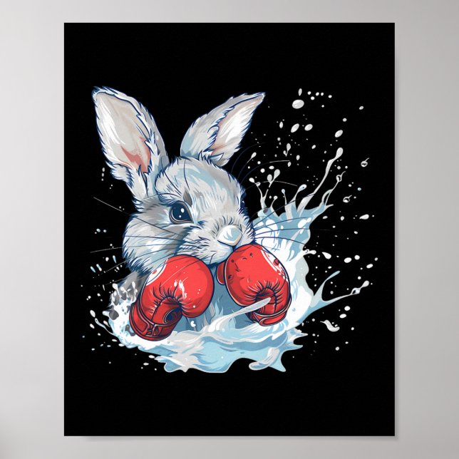 Boxer Rabbit With Boxing Gloves Kickboxing Funny B Poster (Front)
