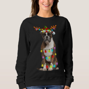 Boxer Reindeer Christmas Lights Funny Dog Xmas Gif Sweatshirt
