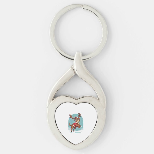 Boxer Reindeer Dash Key Ring (Front)