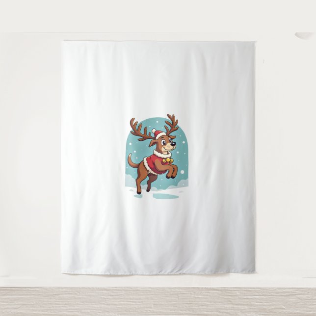 Boxer Reindeer Dash Tapestry (Front)