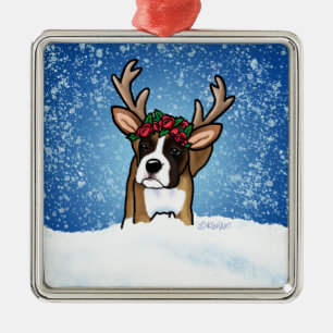 Boxer Reindeer Metal Tree Decoration