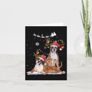 Boxer Reindeer Santa Hat Xmas Lights Christmas Xma Card