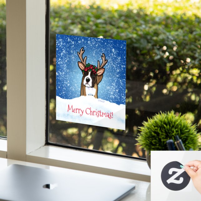 Boxer Reindeer Window Cling (Office)