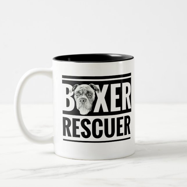 Boxer Rescuer Two-Tone Coffee Mug (Left)