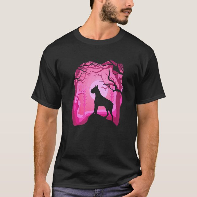 Boxer Retro Pink Boxer Dog T-Shirt (Front)