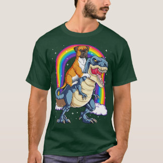Boxer Riding Dinosaur Rainbow for Men Women Boys G T-Shirt