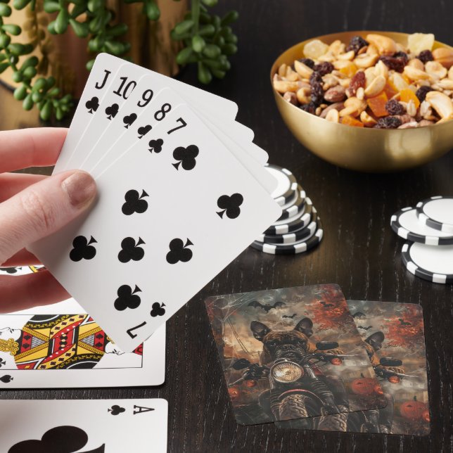 Boxer Riding Motorcycle Halloween Scary  Playing Cards (In Situ)