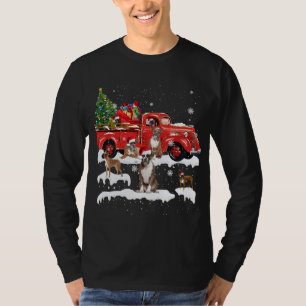 Boxer Riding Red Truck Merry Christmas Dog X-mas U T-Shirt