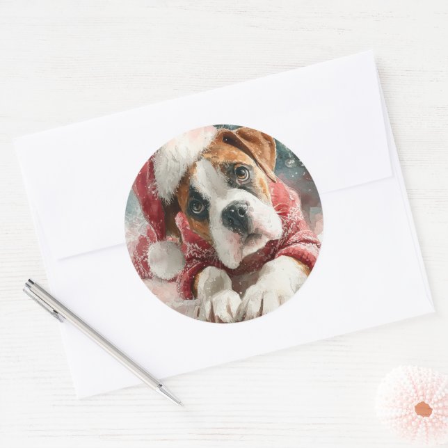 Boxer Round Round Christmas Sticker (Envelope)